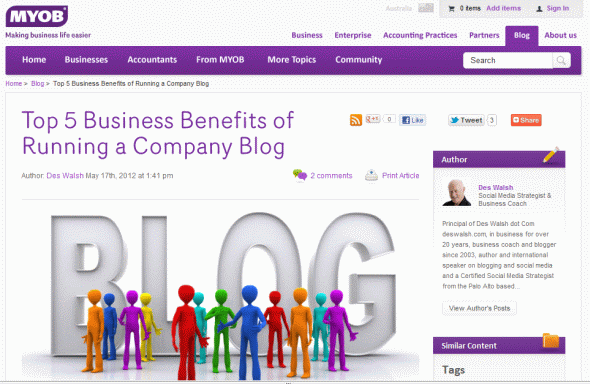 MYOB blog The Pulse with Des Walsh's first post