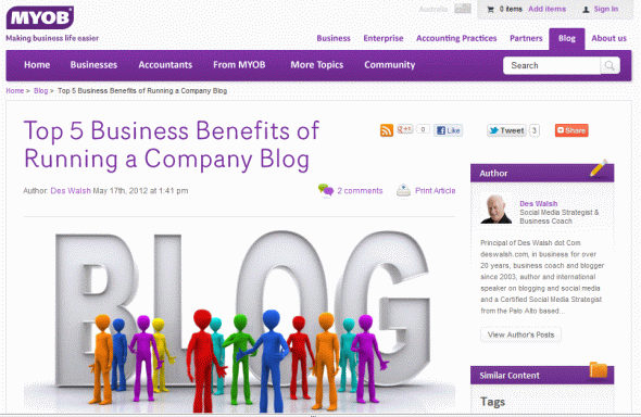 Writing for MYOB Blog The Pulse